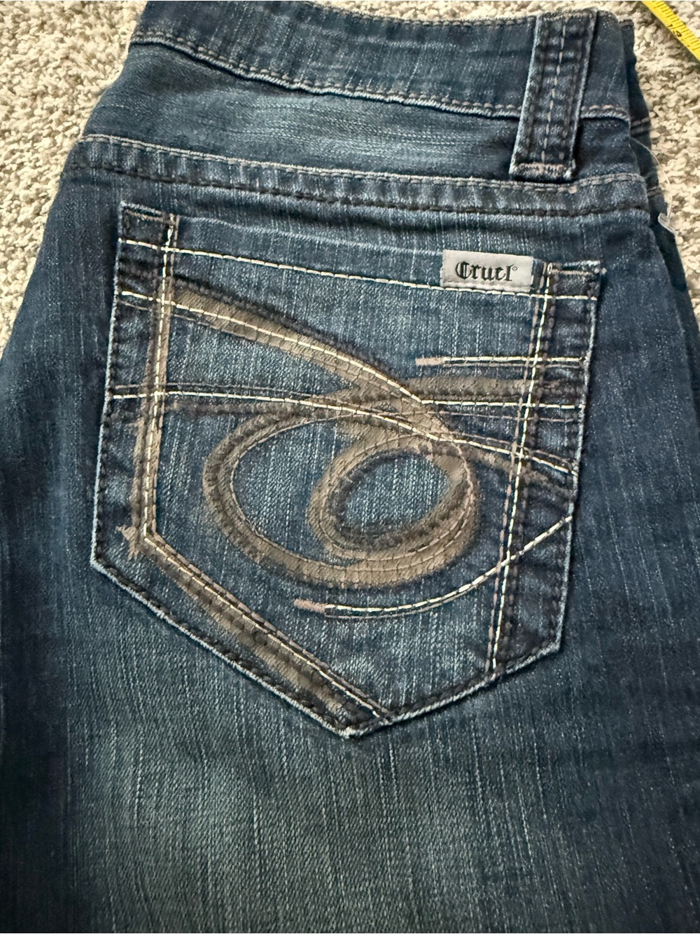 Cruel Girl Women's Dark Blue Denim Jeans with Embroidered Back Pocket